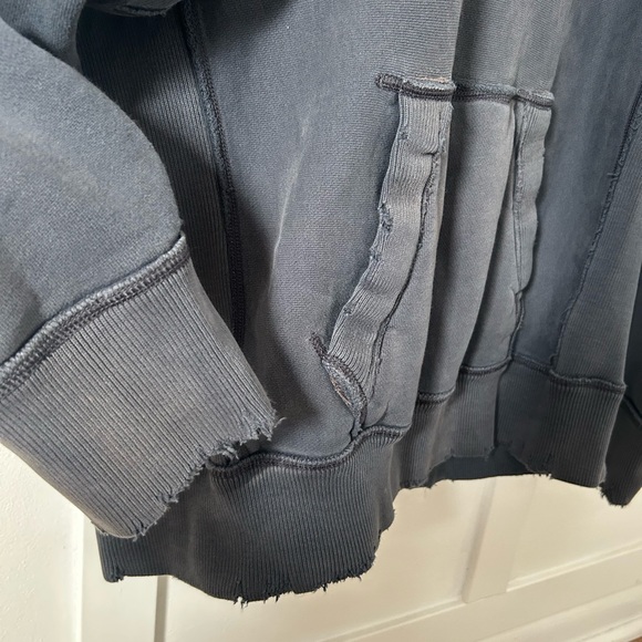 Abercrombie & Fitch Men's Navy Blue Hoodie Washed Distressed Vintage Y2K Large - Picture 7 of 13